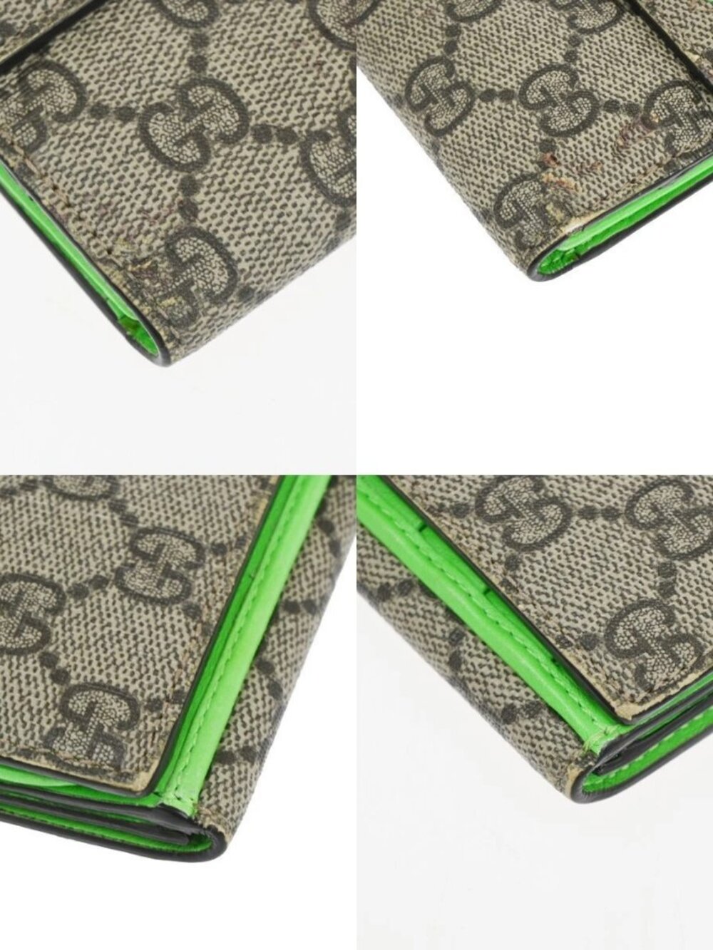 GUCCI GG heart Bifold Long Wallet Supreme Leather Green Beige GHW 01KC911 - Picture 15 of 15